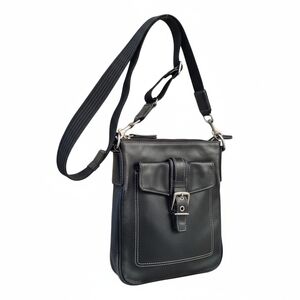 Coach Black Leather Crossbody Bag with Silver Hardware